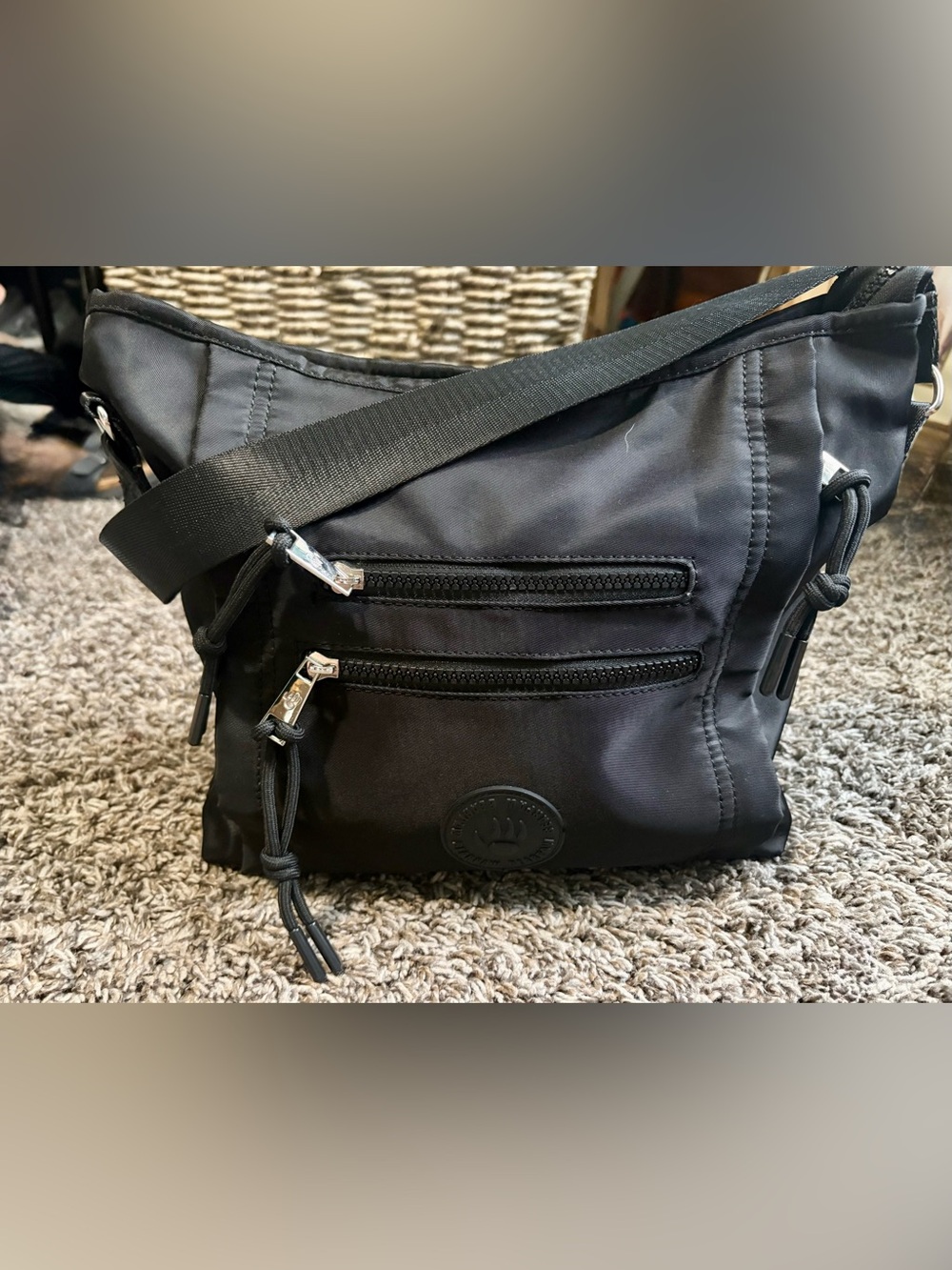 Bear paw Black  Bag with Front Zip Pockets
